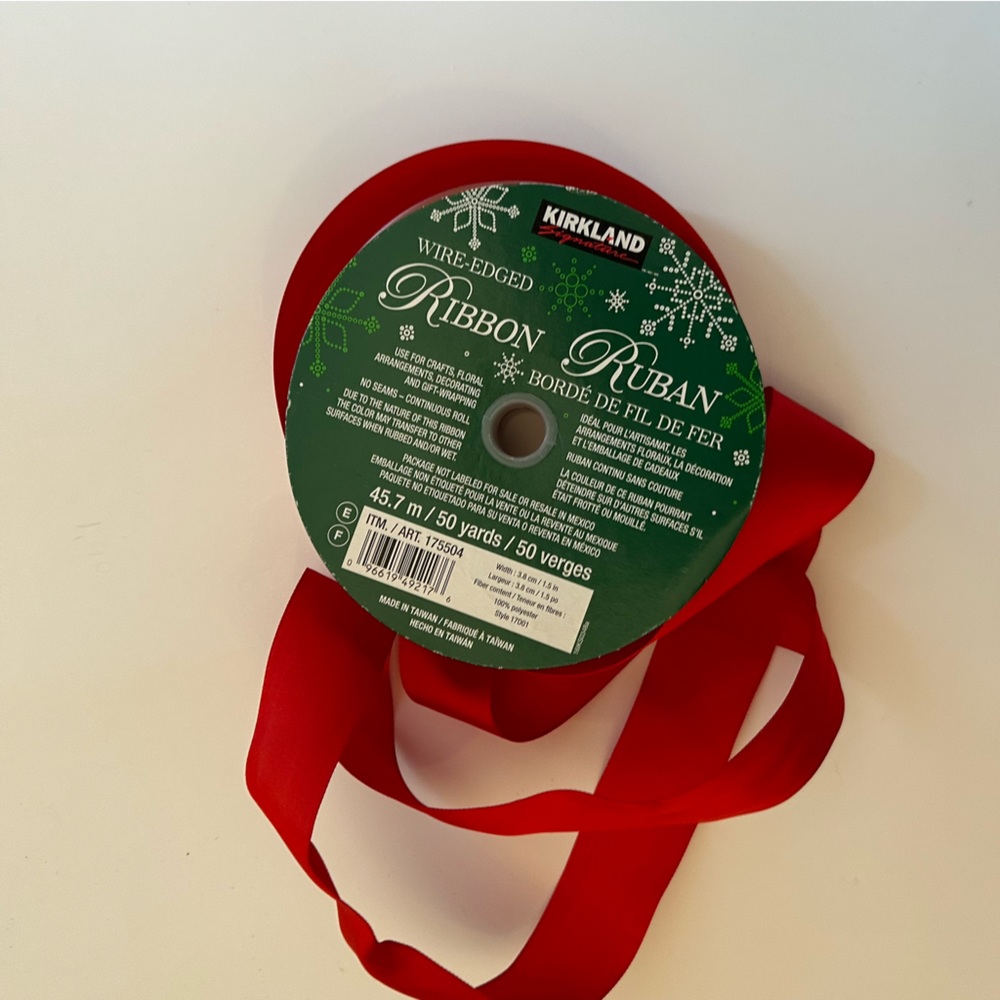 Red Ribbon Wire Edged Ribbon Red Satin Christmas Ribbon - Picture 3 of 9